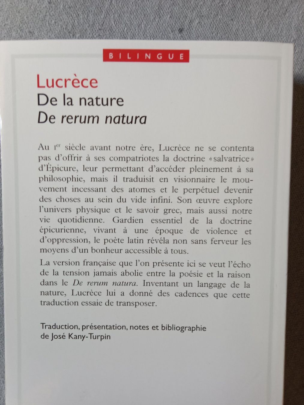 Libri: De la nature. Auteur: Lucrèce – Nuovo (secondo la descrizione) da Fully venduto da der_hg9r 3