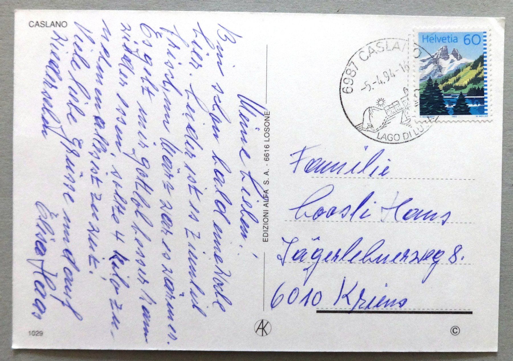 Cartoline postali: Caslano – Usato da Fétigny venduto da Billy2miny 1