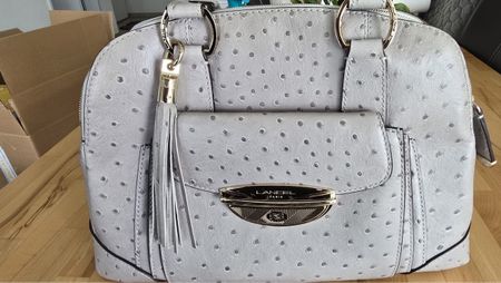 RARE! Sac à main Lancel, Adjani, cuir façon autruche 
