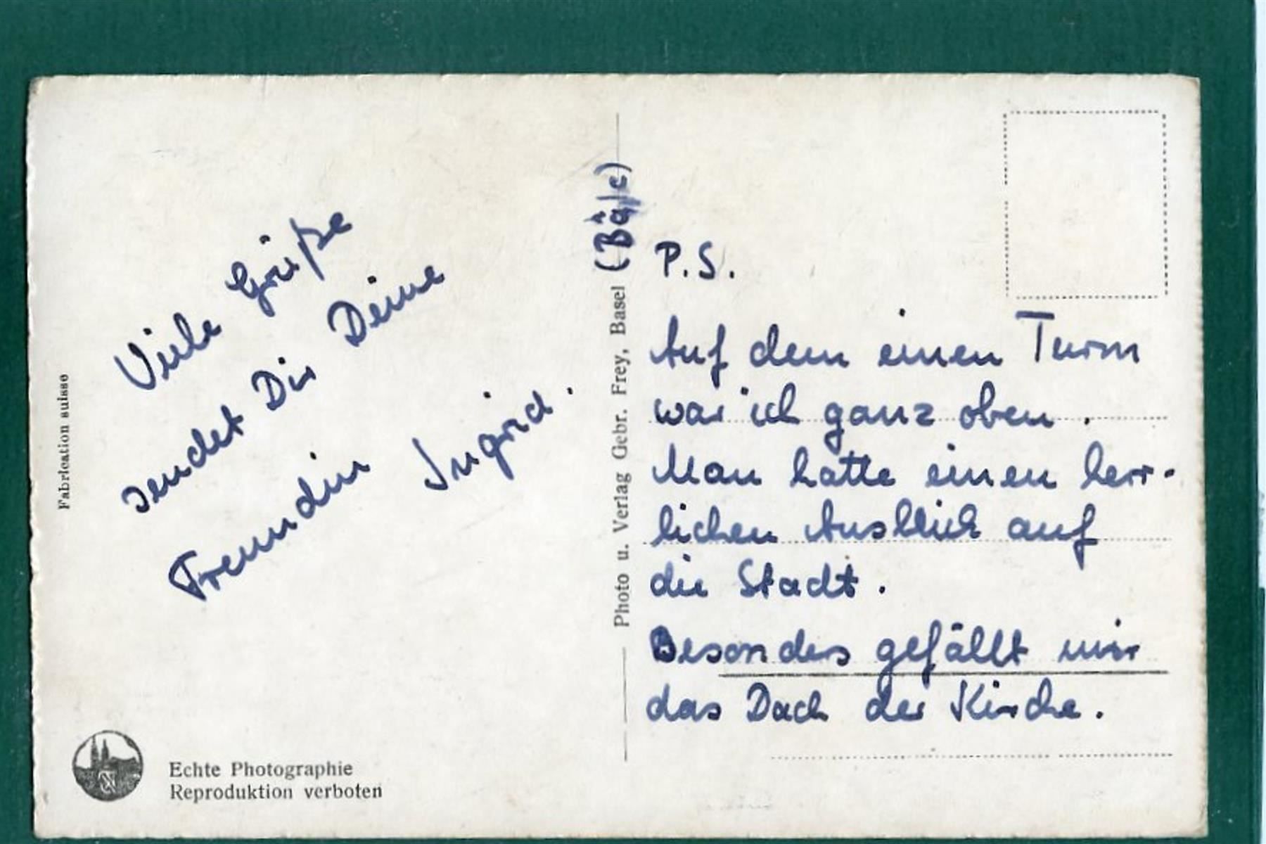 Ansichtskarten: Basel, Münster, ungelaufen, ca. 1950 – Gebraucht aus Sargans von Hausi1951 1