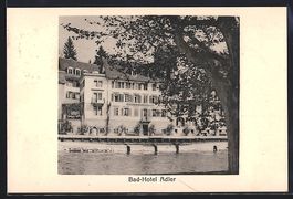 Baden, Hotel Adler vom Fluss aus gesehen