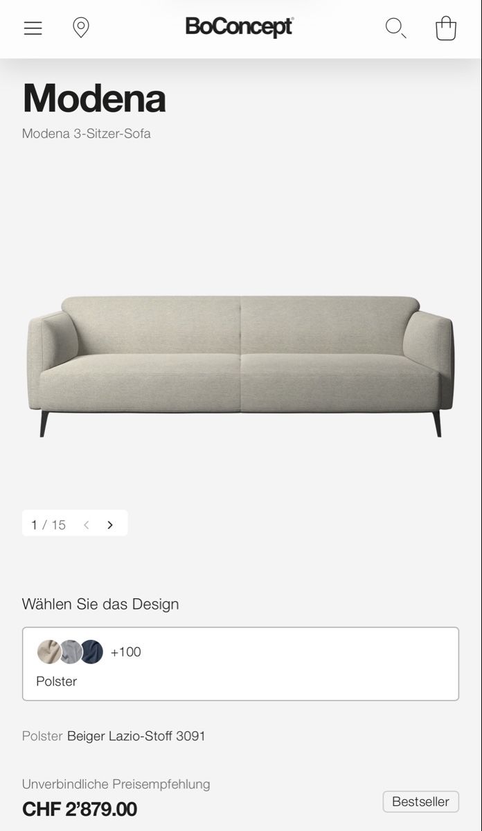 Sofas: 2 x BoConcept Modena three-seater sofas – Neuf (Voir description) à Zürich par original_secondhand