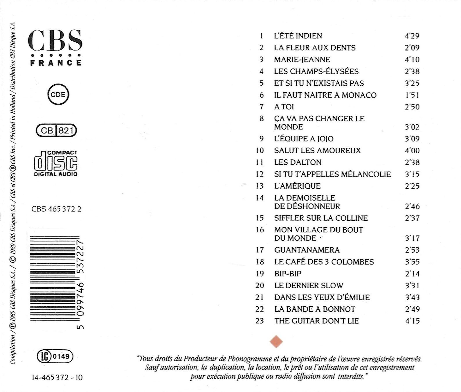 CDs: Joe Dassin - 23 succès – Gebraucht aus Savagnier von Ne2065 1