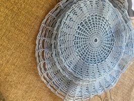Gehäkelte Deckchen Türkis blau, 5 Stück, Vintage Look