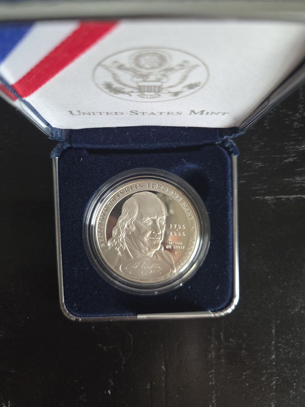Tutti le monete: 2006 Benjamin Franklin "Founding Father" Proof Silver Dollar – Nuovo e nell'imballaggio originale da Basel venduto da Anghkorwatt 5