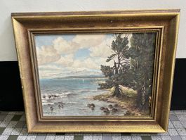 KarlKellermann(1881-1968) Paysage Lac, Peinture à huile 1952