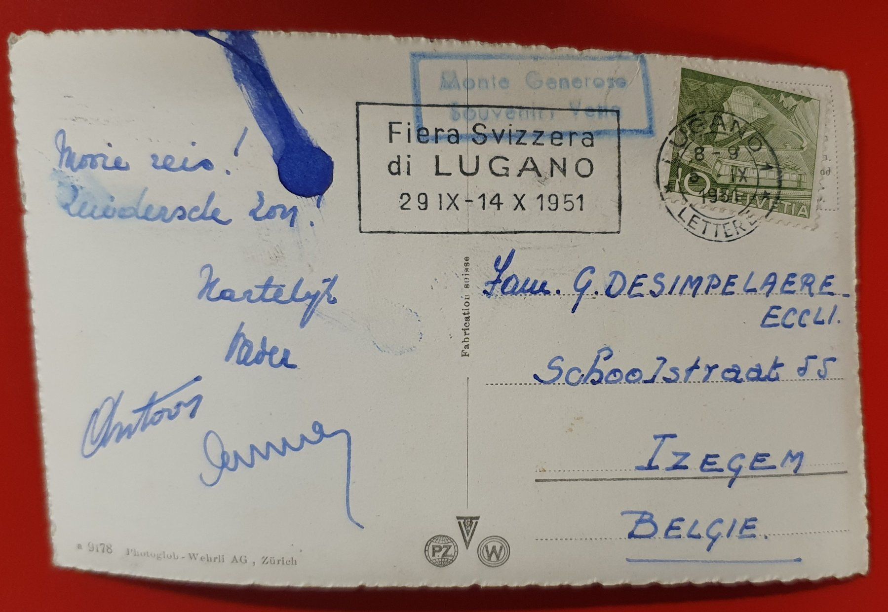 Cartoline postali: Bahn und Hotel Monte Generoso 1951 – Usato da Kreuzlingen venduto da Rschweiz1 1