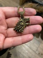 Wolf head necklace gold