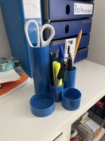 Schreibtisch Organizer blau Stiftehalter Set  