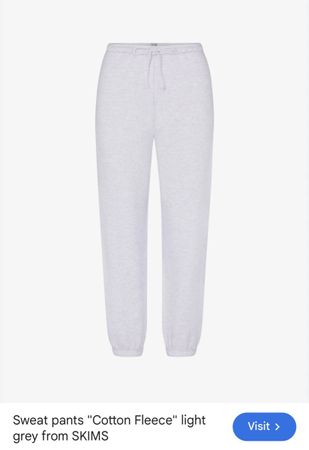 SKIMS Cotton Fleece Sweatpants - Light Grey, Size L