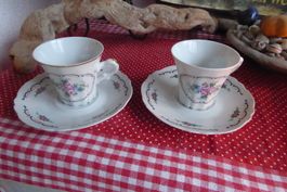 2 Romantische  Porcelan  Mocca Tasen FLORENCE