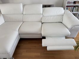 Ecksofa Leder weiss mit Relaxfunktion neue Zustand