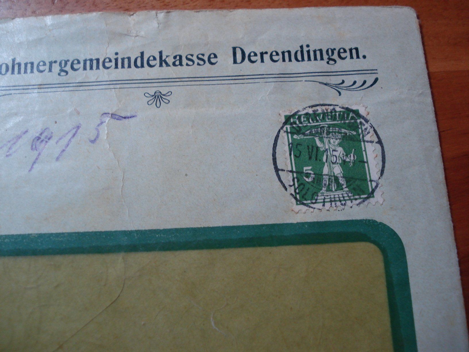 Tutti i francobolli: Brief Einwohnergemeindekasse Derendingen, 1915, o Derendinge – Usato da Niederwil AG venduto da morostahu 1