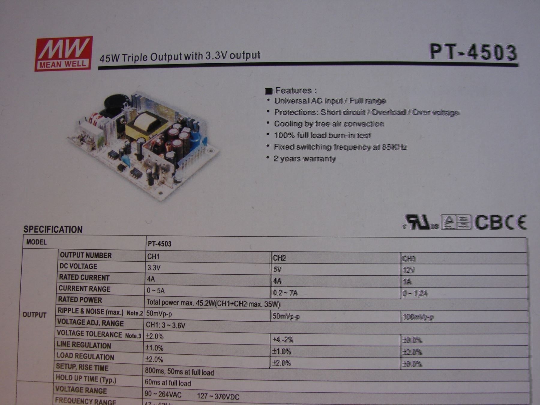 Alimentazione elettrica: MW Netzteil 12VDC Model PT4503 – Nuovo (secondo la descrizione) da Niederuzwil venduto da Rade 6
