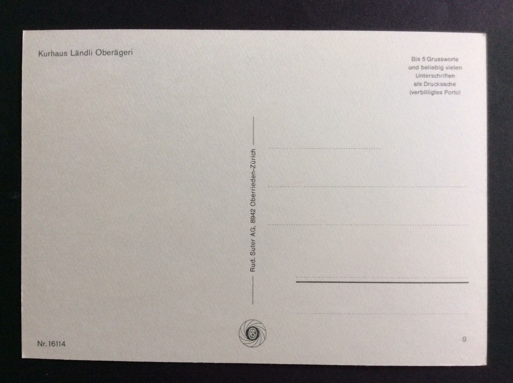 Cartoline postali: Kurhaus Ländli, Oberägeri – Usato da Widnau venduto da Brusi9 1