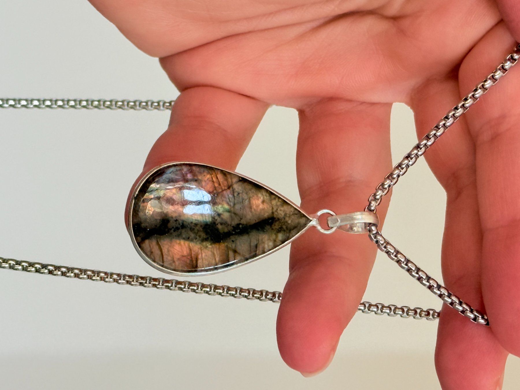 Catenine: Collier avec labradorite - Élégant & Naturel! – Nuovo e nell'imballaggio originale da Genève venduto da AWWA 1