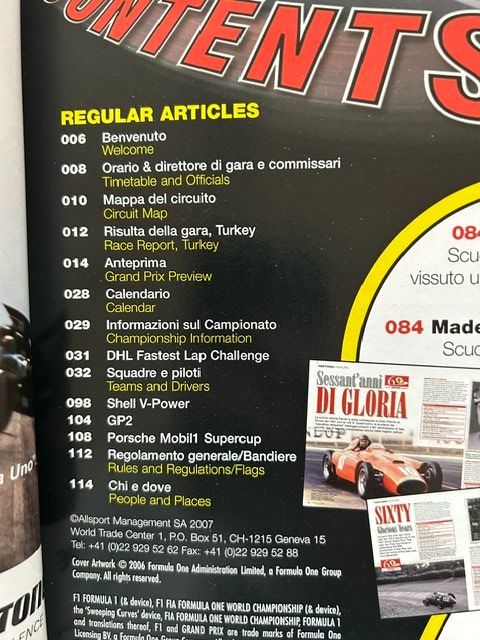 Riviste & Magazine: Formel 1, Katalog Monza 2007, Official Programme – Usato da Bern venduto da oregonzwei 2