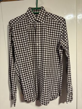 Newco Hemd kariert Dunkelbraun- weiss Grösse 37/38 S