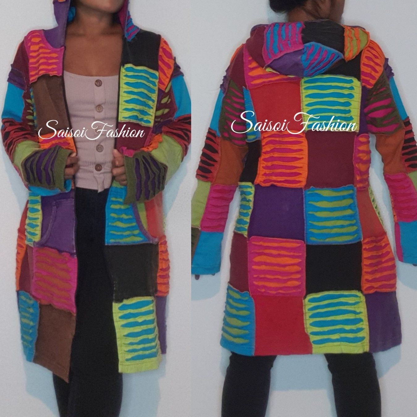 Cappotti: Winter Herbst Goa Hippie Ethno Patchwork Mantel XS-XL – Nuovo e nell'imballaggio originale da Ebmatingen venduto da SaisoiFashion