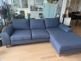 Ecksofa dunkelblau Stoff guter Zustand