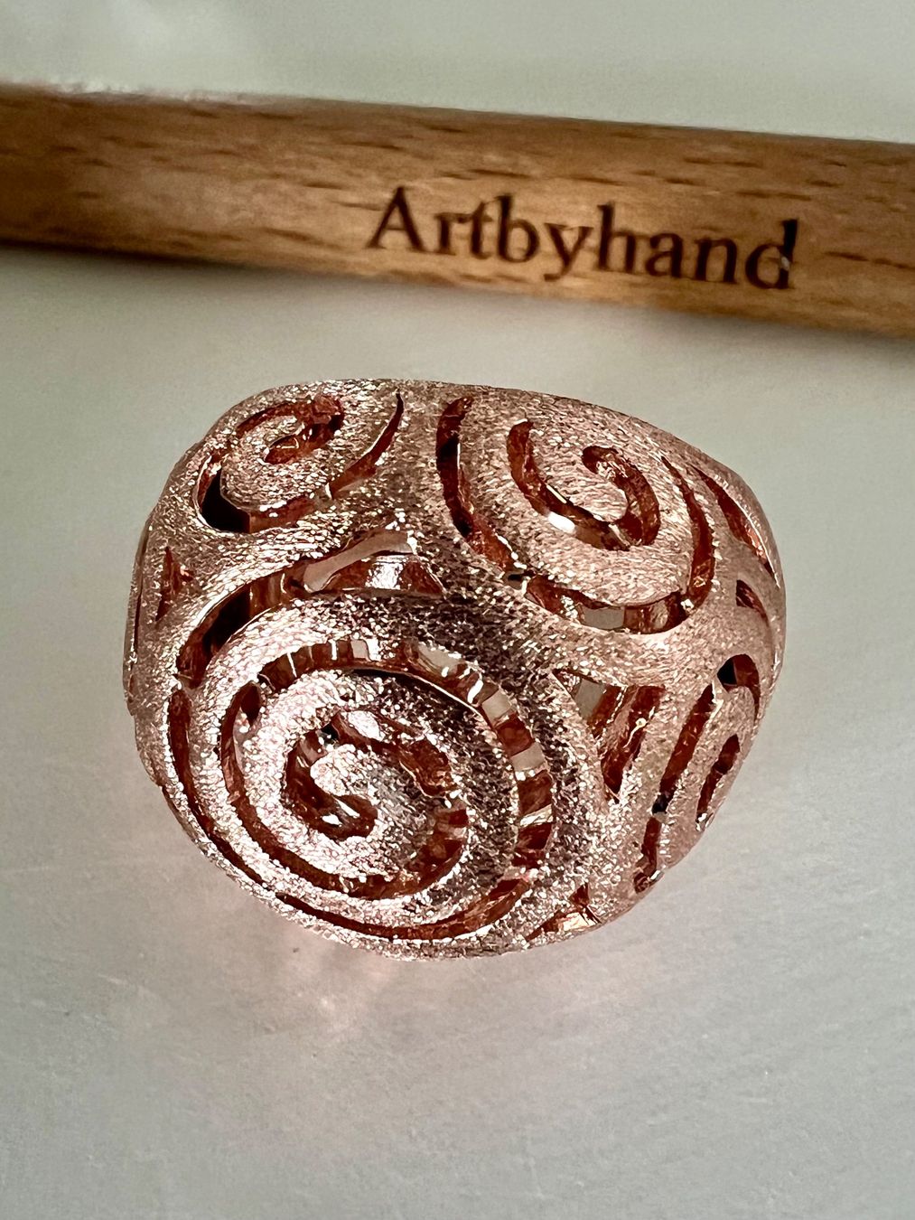 Anelli: Statement Ring Roségolden Spiral Design durchbrochen Gr. 62 – Usato da Ruswil venduto da artbyhand 8