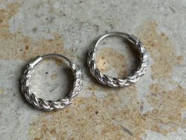 Silberohrringe Creolen ZOPF, neuwertig (1.3cm)