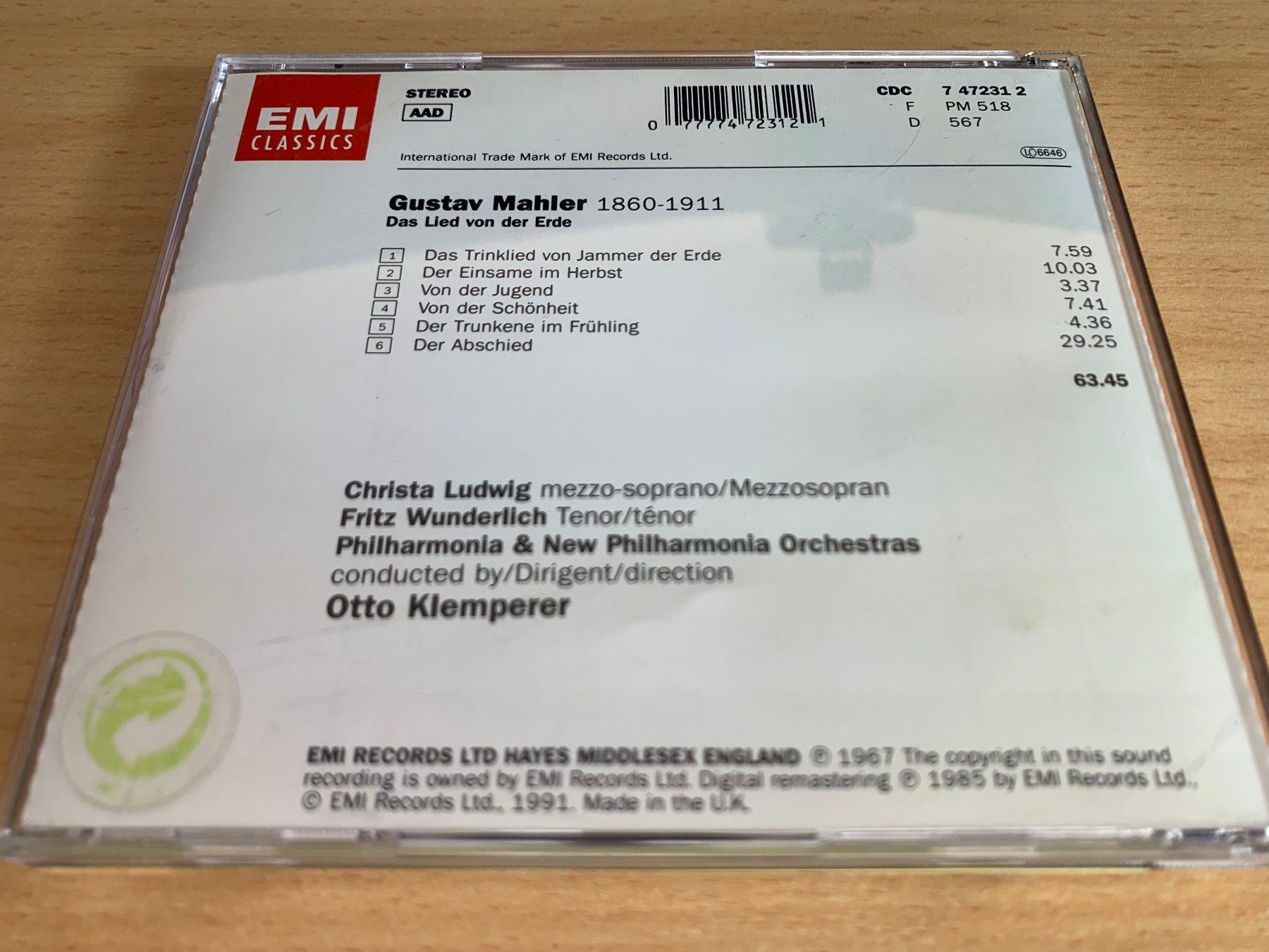 CD: Mahler - Das Lied Von Der Erde – Usato da Rikon im Tösstal venduto da Alpenmutz 1