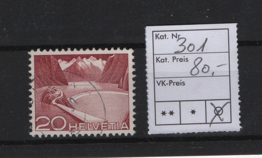 Tutti i francobolli: Urtype Nr. 301 Technik und Landschaft Kat. 80.- – Usato da Gordola venduto da tist