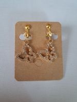 Goldfarbene Glitzer Schmetterling Ohrclips Butterfly neu