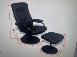 TV-Sessel mit Fußhocker Schwarz Kunstleder