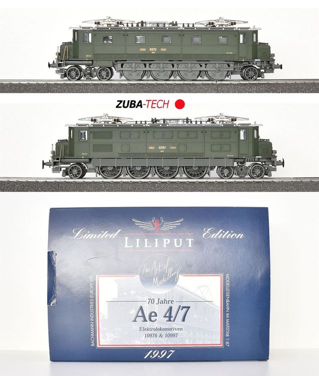 Liliput 114704 (H0 GS) 2er-Set SBB Ae 4/7 grün in Holzkiste (Neu