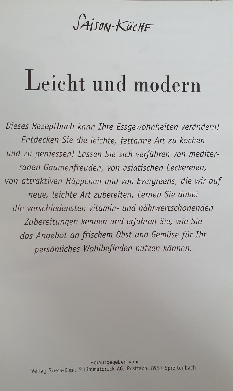 Libri: Saison-Küche "Leicht und modern" – Usato da Buttisholz venduto da sico20 4