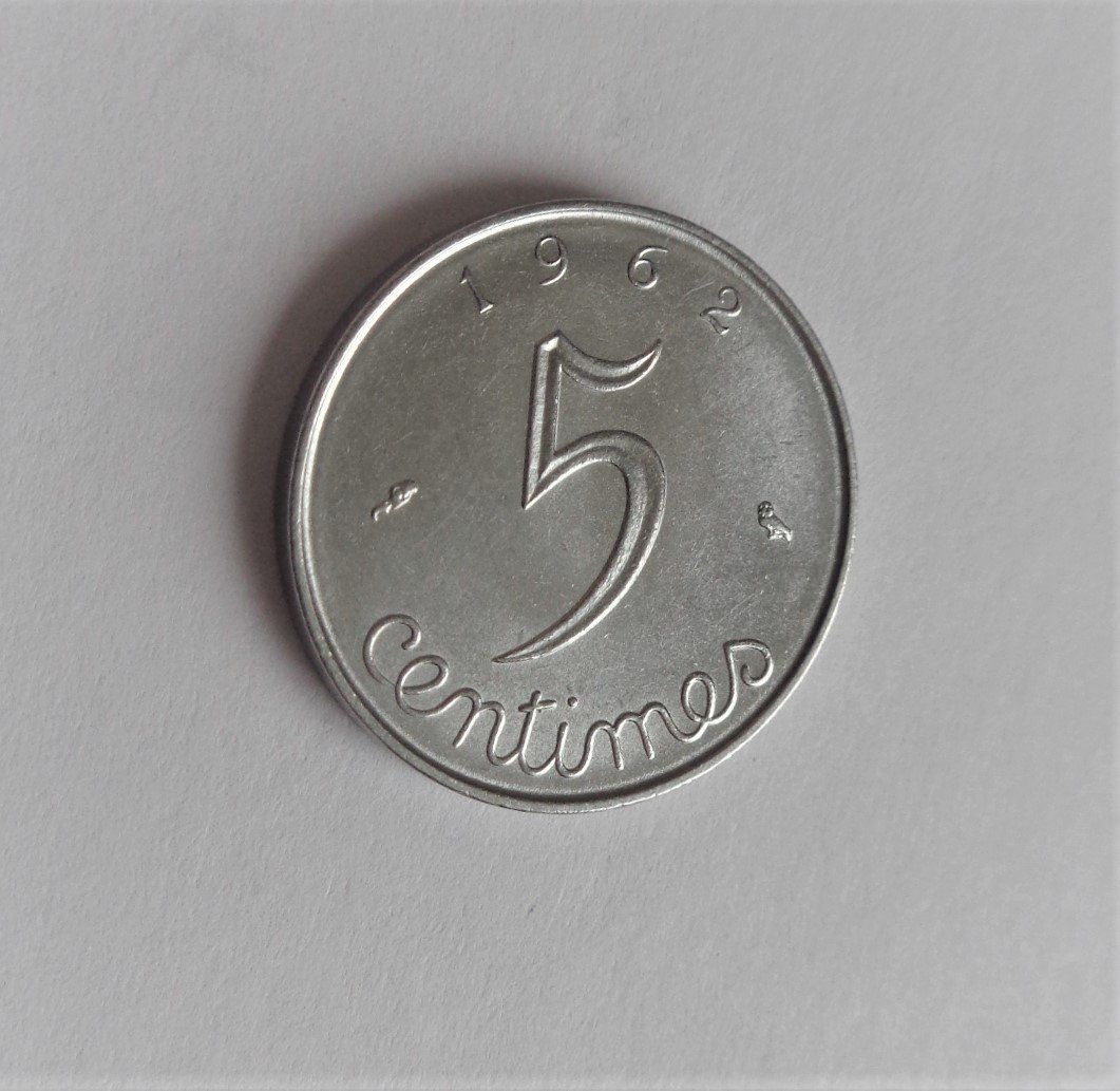 Alle Münzen: 5 Centimes Frankreich 1962 - unzirkuliert – Neu (gemäss Beschreibung) aus Kriens von TSCH1