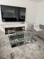 Couchtisch Glas Metall Spiegel modern