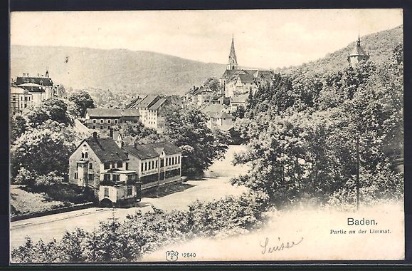 Cartoline postali: AK Baden, Partie an der Limmat – Usato da Berlin venduto da bartko-reher