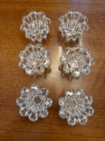 6 Glas Kerzenhalter Blumenform 7cm Breite guter Zustand