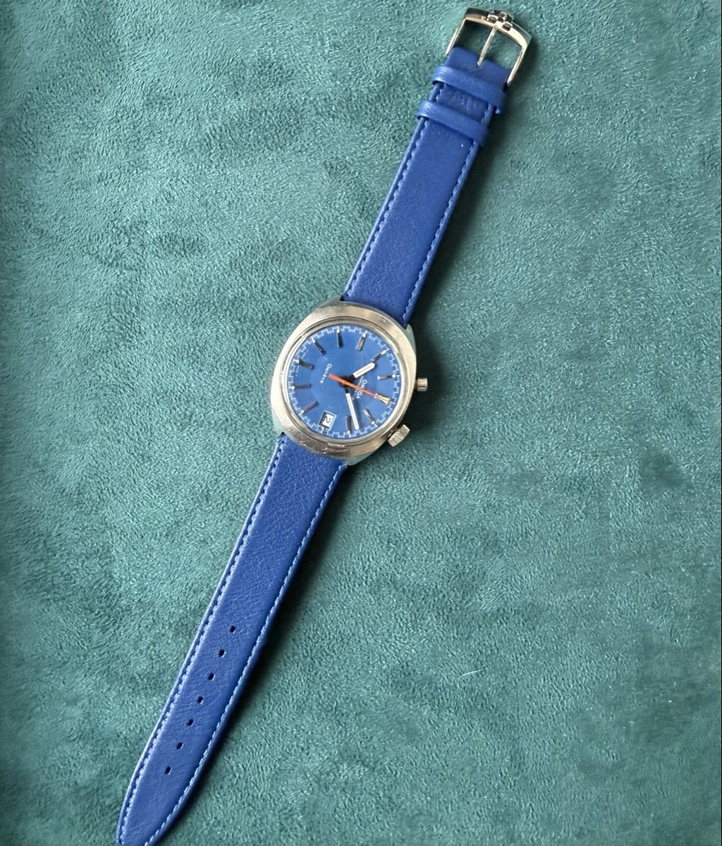 Omega Orologi: Omega Chronostop – Vintage Driver Dial Blau – Usato da Dietikon venduto da BabaDom