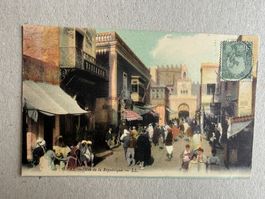 🟡antik Postkarte gelaufen 1907 Briefmarke TUNESIEN SFAX