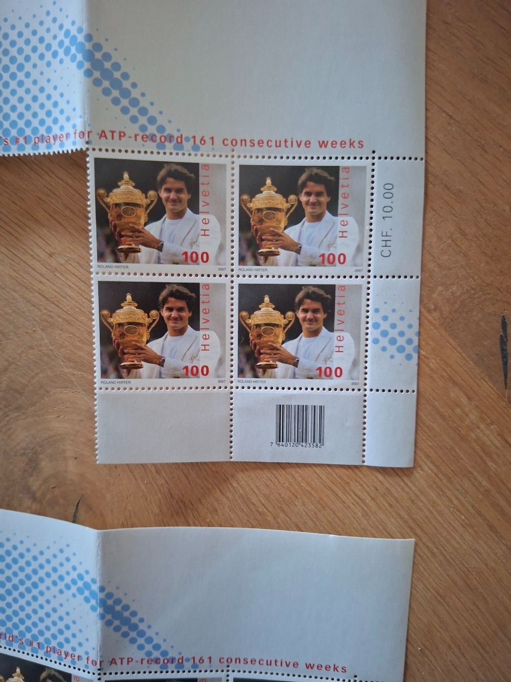Tutti i francobolli: Roger Federer Briefmarken ATP Rekord  2007 – Nuovo e nell'imballaggio originale da Oberhasli venduto da Cortina 3