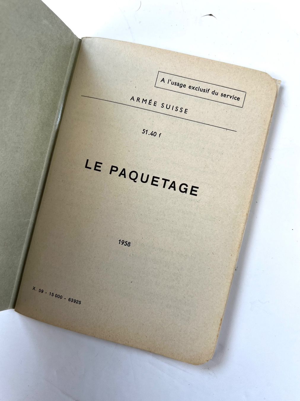 Livres: Le Paquetage Schweizerarmee 1958 – D'occasion à Schaffhausen par vandemonian 1