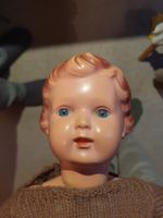 Antike Schildkröt Puppe Junge, blaue Augen, Sammlerstück