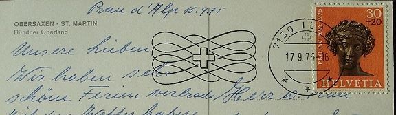 Cartoline postali: OBERSAXEN ST. MARTIN – Usato da Jona venduto da philajona 1