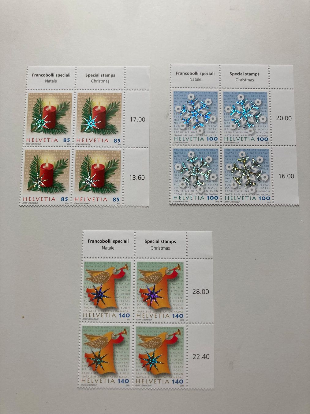 Tutti i francobolli: Weihnachtsbriefmarken 4-Blöcke postfrist 2008 - 2011 – Nuovo e nell'imballaggio originale da Emmenbrücke venduto da T-Towel 2