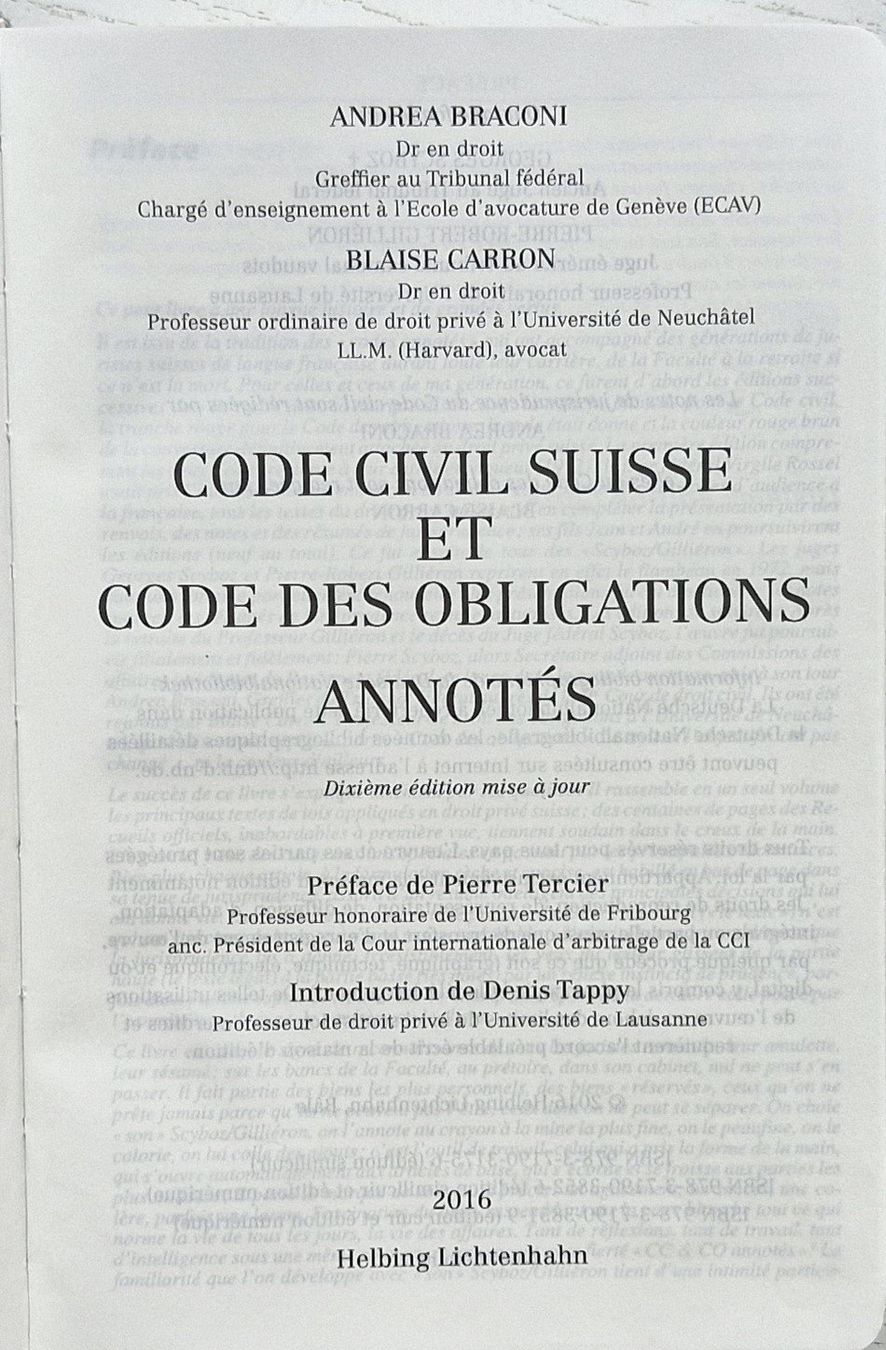 Livres: Code civil suisse & code des obligations annotés (2016) – Neuf (Voir description) à Bern par Mattthias 1