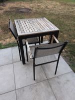 Gartentisch mit 2 Stühlen Holz Metall gebraucht/verwittert 