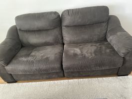 Sofa 3-2–Sitzer mit Relaxfunktion dunkelgrau Stoff
