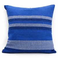 Kissenhülle Kissen 40x40cm handgewebt Baumwolle Bezug Blau