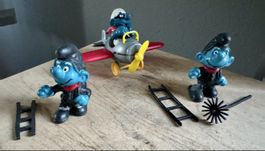 3 x alter Schlumpf Kaminfeger + Flieger