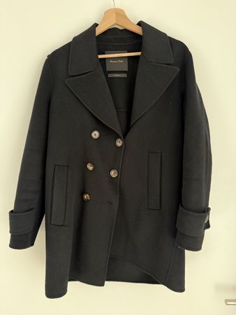Massimo Dutti Wollmantel, Schwarz, Gr. 38 - Top Zustand!