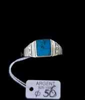 Bague Chevalière Style Navajo Native Turquoise Silber 925